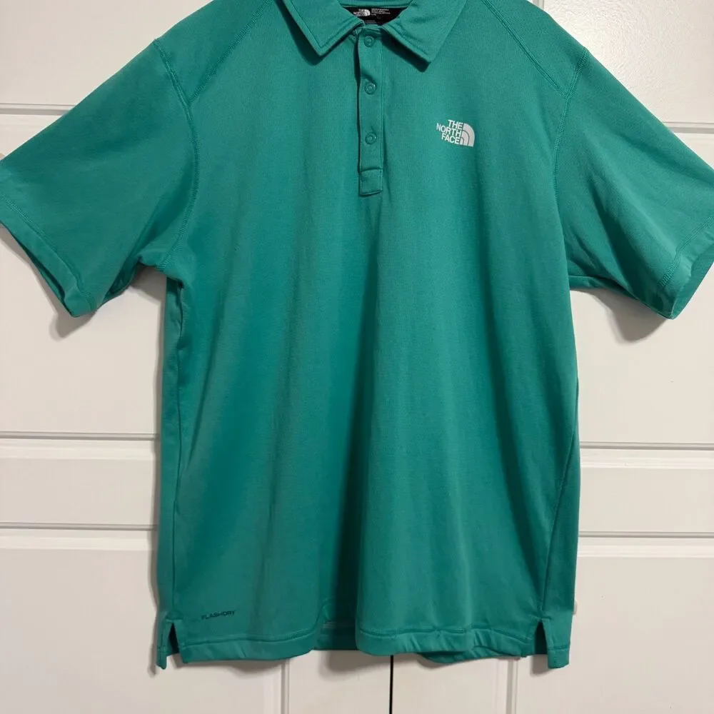 The North Face Mens Flash Dry Polo‎ Shirt Large Performance Stretch Teal Golf